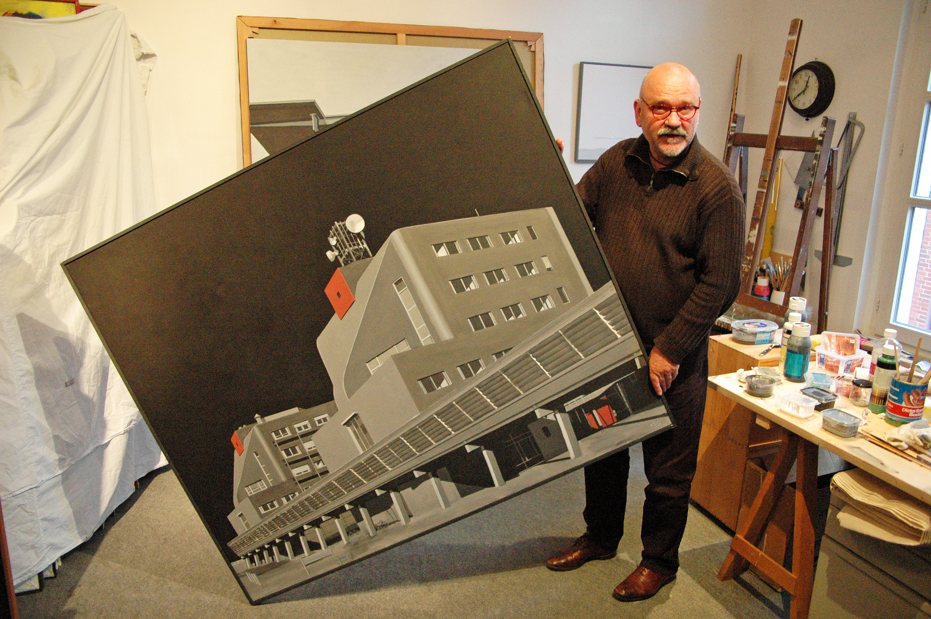 Der Maler Dieter van Offern am 11. Juni 2009 in seinem Atelier in Coesfeld. (Foto: Wolfgang Weßling)